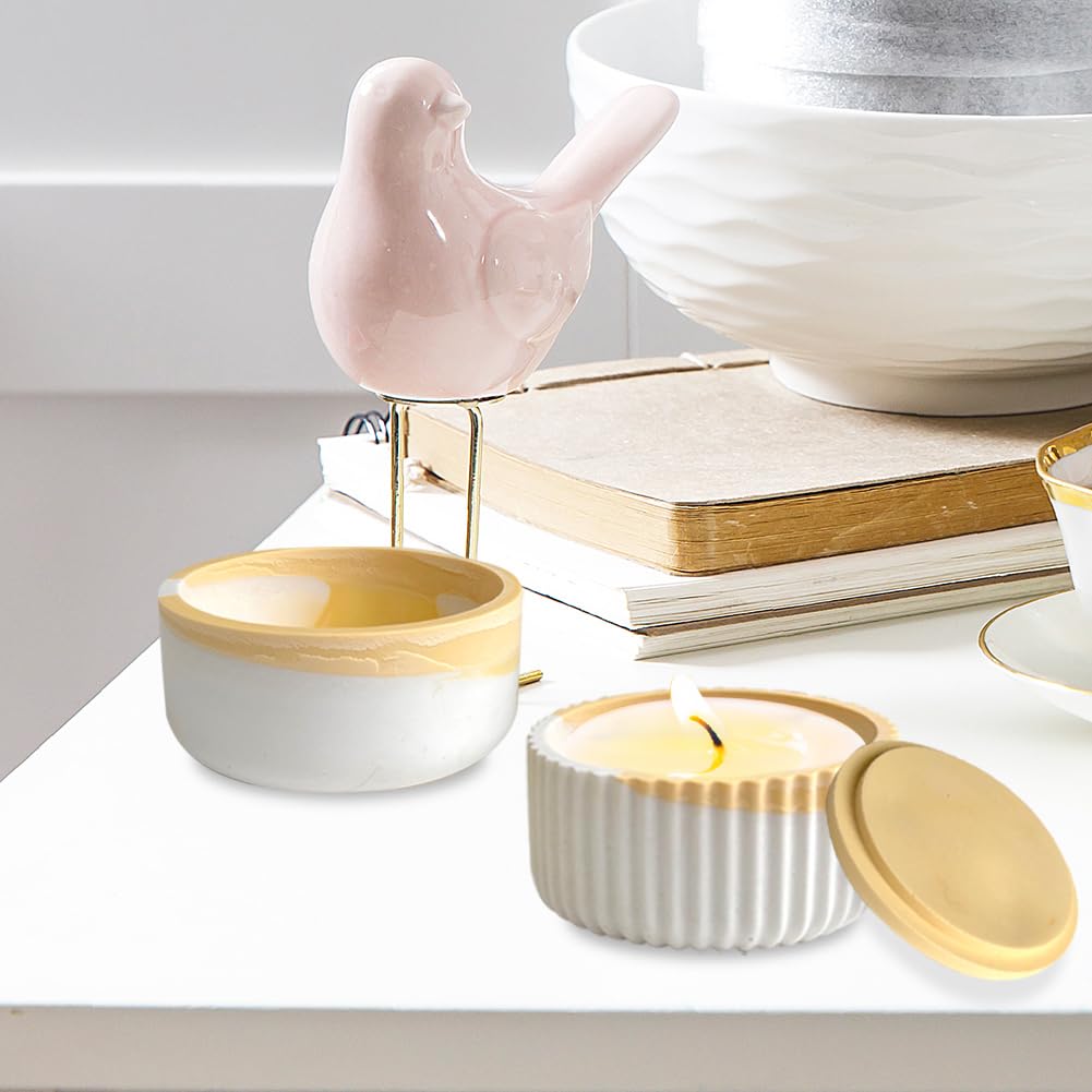 2PCS Storage Box with Lids Candle Jar Molds Set, Tea Light Candle Holder Silicone Molds for Resin, Round Shape Tealight Candle Molds for Epoxy Casting DIY Projects