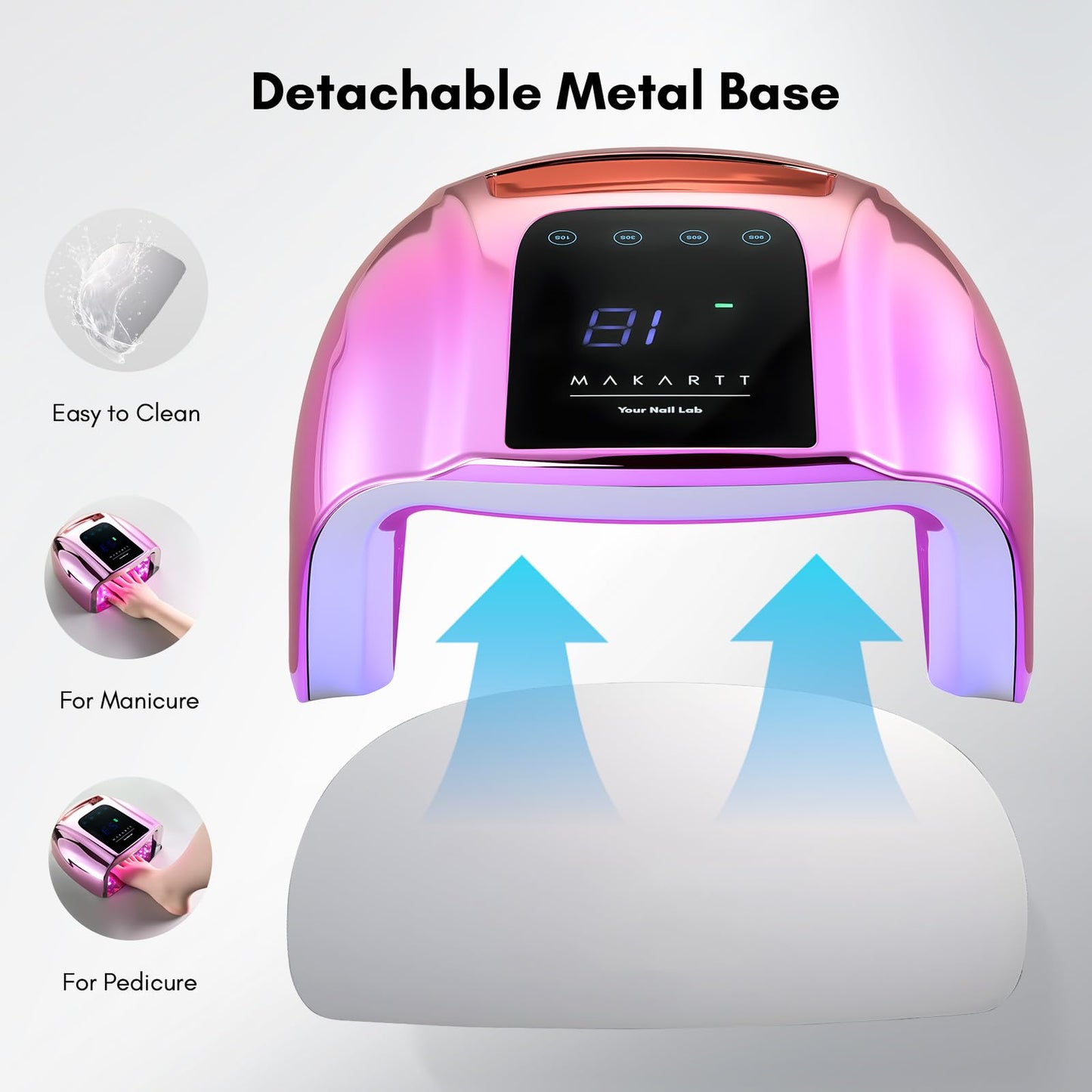Makartt UV LED Nail Lamp - Fast Curing UV Light with Handle Nail Dryer with 42 Beads 4 Timers Cordless Rechargeable Lamp LCD Touchscreen & Smart Sensor(Gradient Purple)