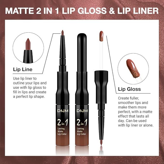 evpct 1Pcs Reddish Brown Matte Lip Liner and Liquid Lipstick Stain Makeup Set for Women, Cranberry Red Long Lasting Smudge Proof Lipstick labiales matte mate larga duracion listip 24 hours originales