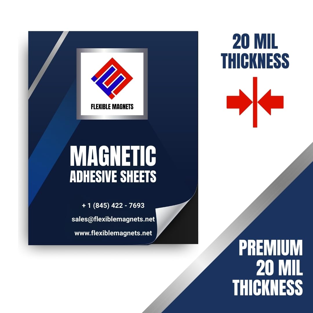 Flexible Magnets – Magnetic Sheets with Adhesive Backing, 8" x 10" (10 Pack) Stick-On Magnetic Sheets for Refrigerator Magnets, Magnetic Labels, Crafts, DIY Projects & More