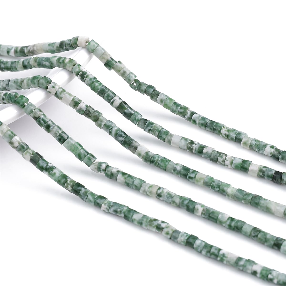 BEADIA Natural African Jade Spacer Beads Caps Flat Round Loose Beads for Beading Jewelry Making 3mmx2mm 38cm