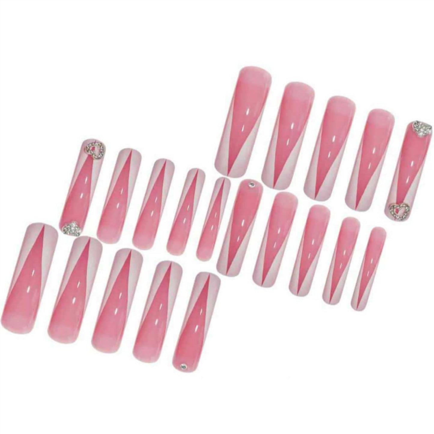 SEENEEY Long Curved Press on Nails White Fake Nails French Artificial Nail Glossy Stick on Nail for Women 24pcs