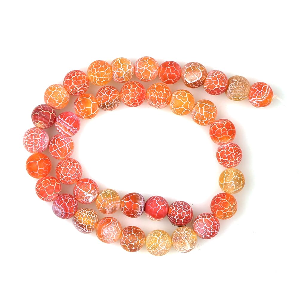 MJDCB Natural Orange Frosted Agate Round Stone Beads for Jewelry Making DIY Bracelets Necklaces (6mm)
