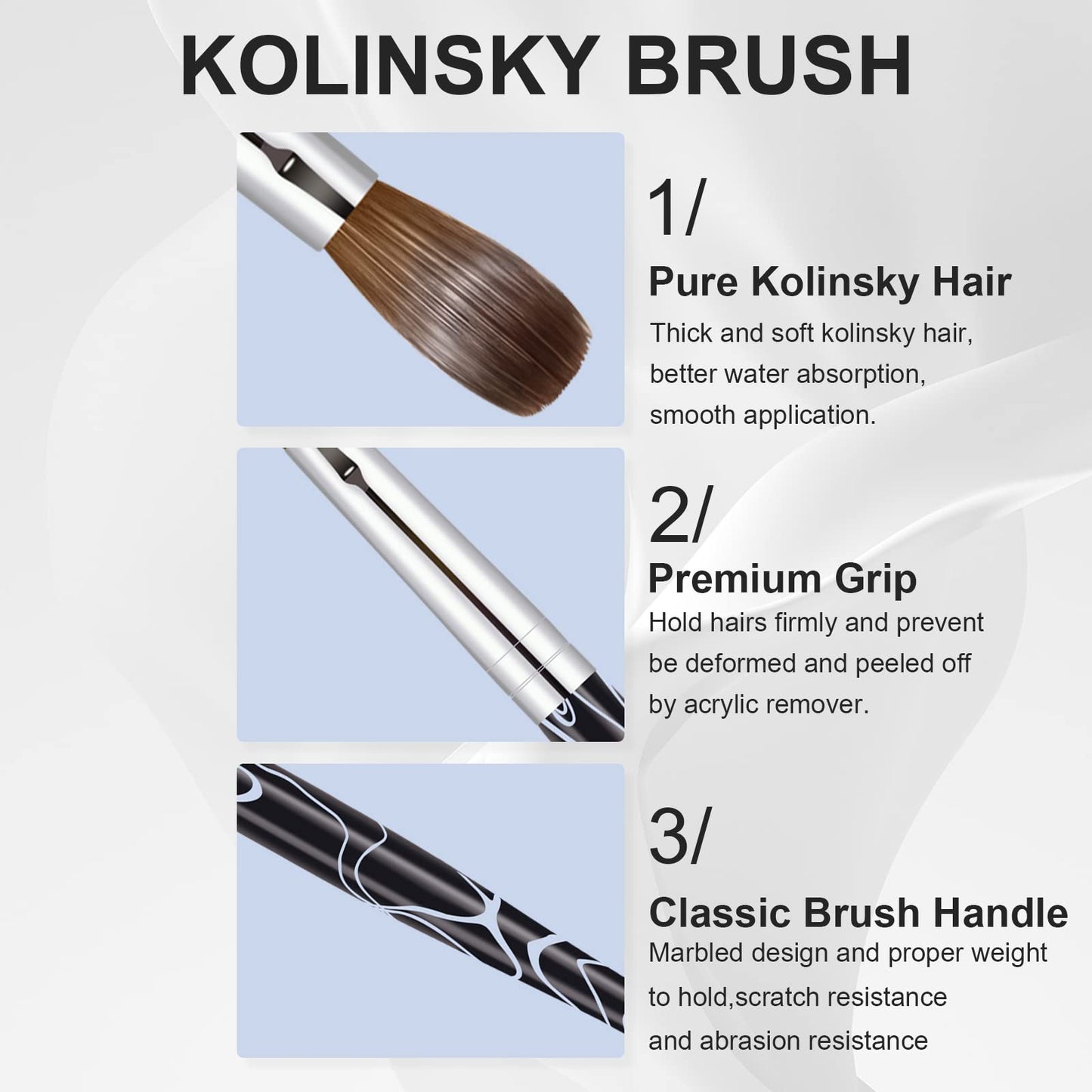 Shine Chance Acrylic Nail Art Brush Size 10, 100% Pure Kolinsky Hair Oval for Application, Professional Extension Manicure Tool Striping Drawing Pen DIY Home Salon, Black, 1.0 Count