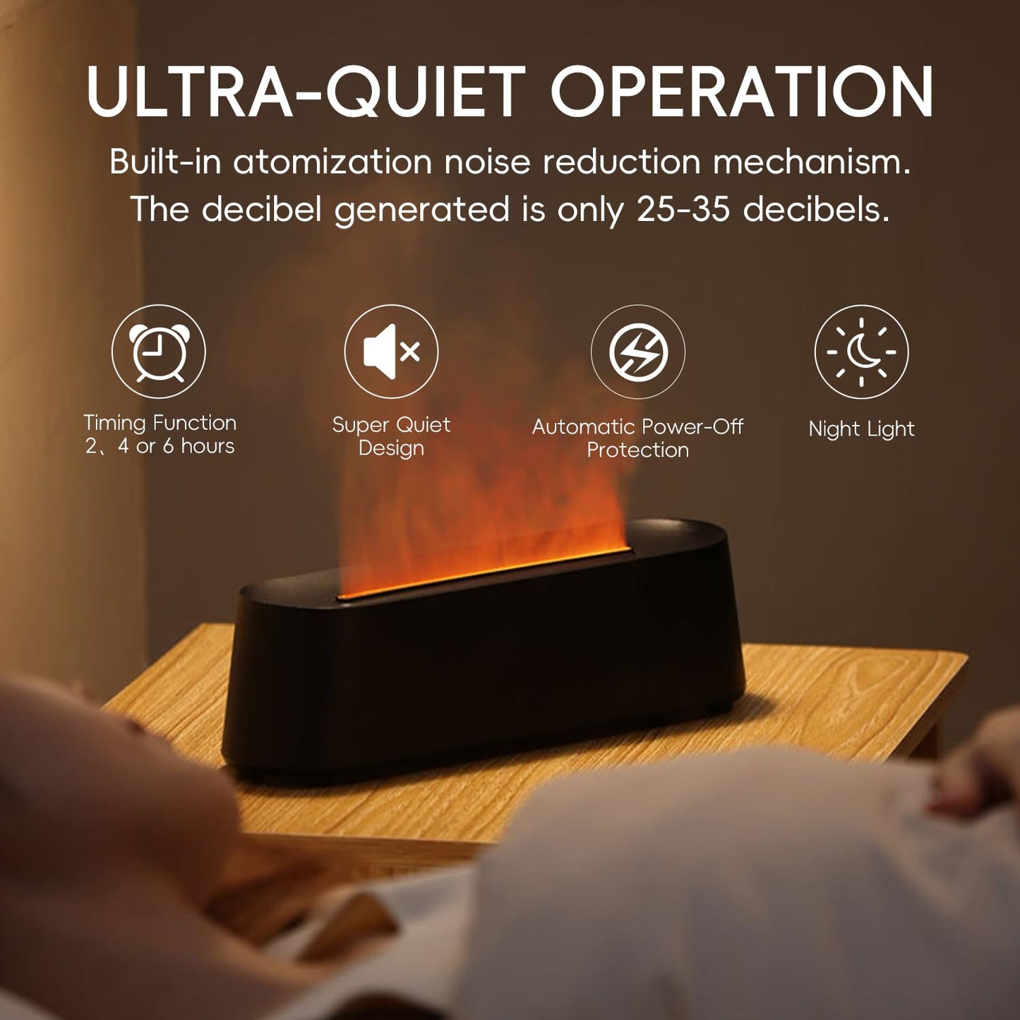 YALEDI Essential Oil Diffuser, Fireplace Flame Fire Oil Diffuser, 250ml Cool Mist Aromatherapy Humidifier, Scent Diffuser with 7 Colors Light, Remote Control, Timer & Auto-Off for Home, Room (Black)