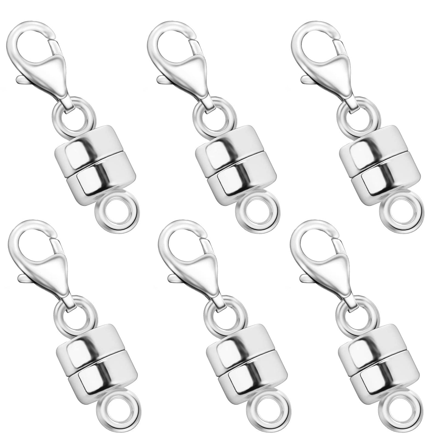 OHINGLT Magnetic Necklace Clasp Extra Strong, Silver Plated Magnet Jewelry Clasps Converters for Bracelet Necklaces Chain