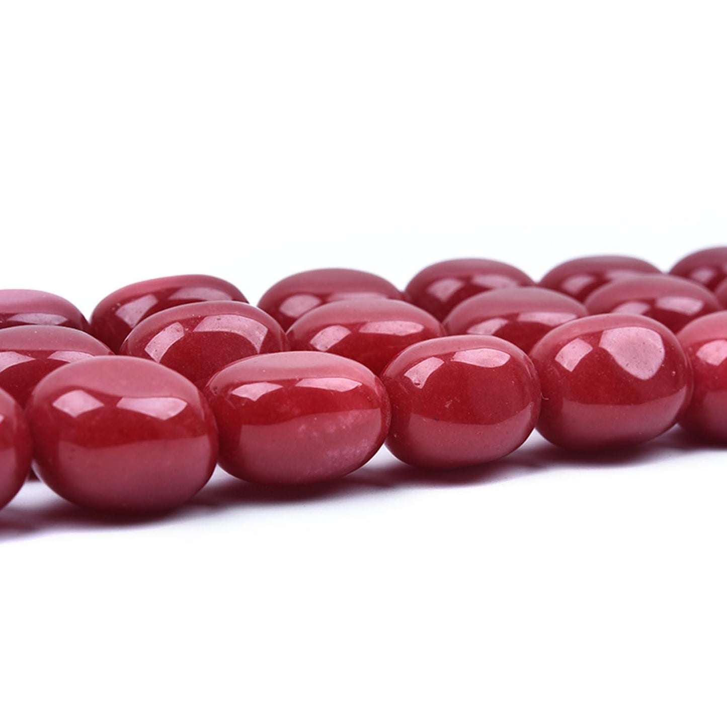 HAAMIIQII 10-16mm Red Jade Freeform Stone Spacer Beads, Loose Gemstone Beads for Jewelry Making, DIY Bracelet, Necklace, Healing Crystal 15 Inch (25pcs)