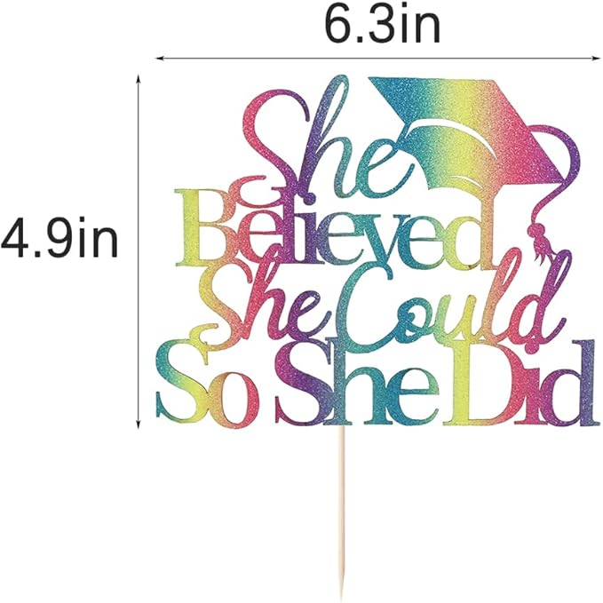 Chroma She Believed She Could Graduation Cake Topper
