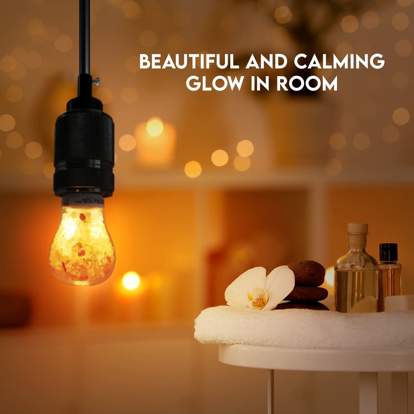Himalayan Glow LED Light Bulb, Patent Design 60-Watt Equivalent, Warm Amber Glow, Salt Bulb Light, 4 Count