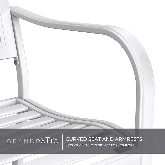 Grand patio 50" Garden Bench, Outdoor Benches with Anti-Rust Metal Powder Coated Frame, Patio Bench for Front Porch Park Outside Furniture Decor,White