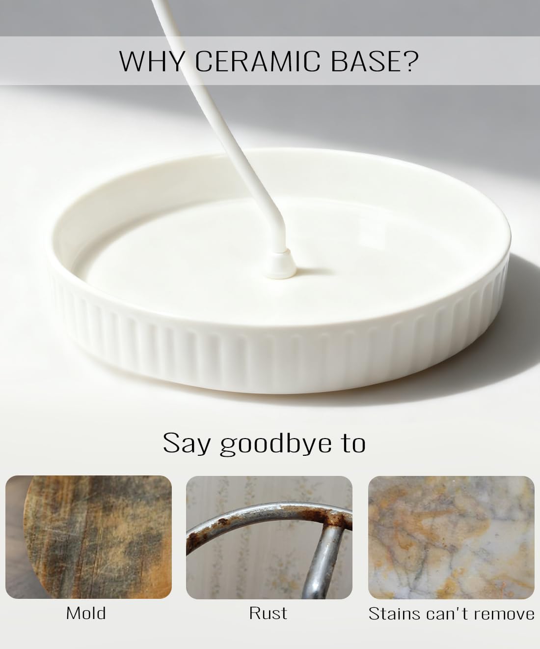 VROOMIUM Banana Holder Stand - Taller Design for Better Air Circulation, Ceramic Bowl Easy to Clean, Modern Elegant Gift Home Décor Fruit Basket-White