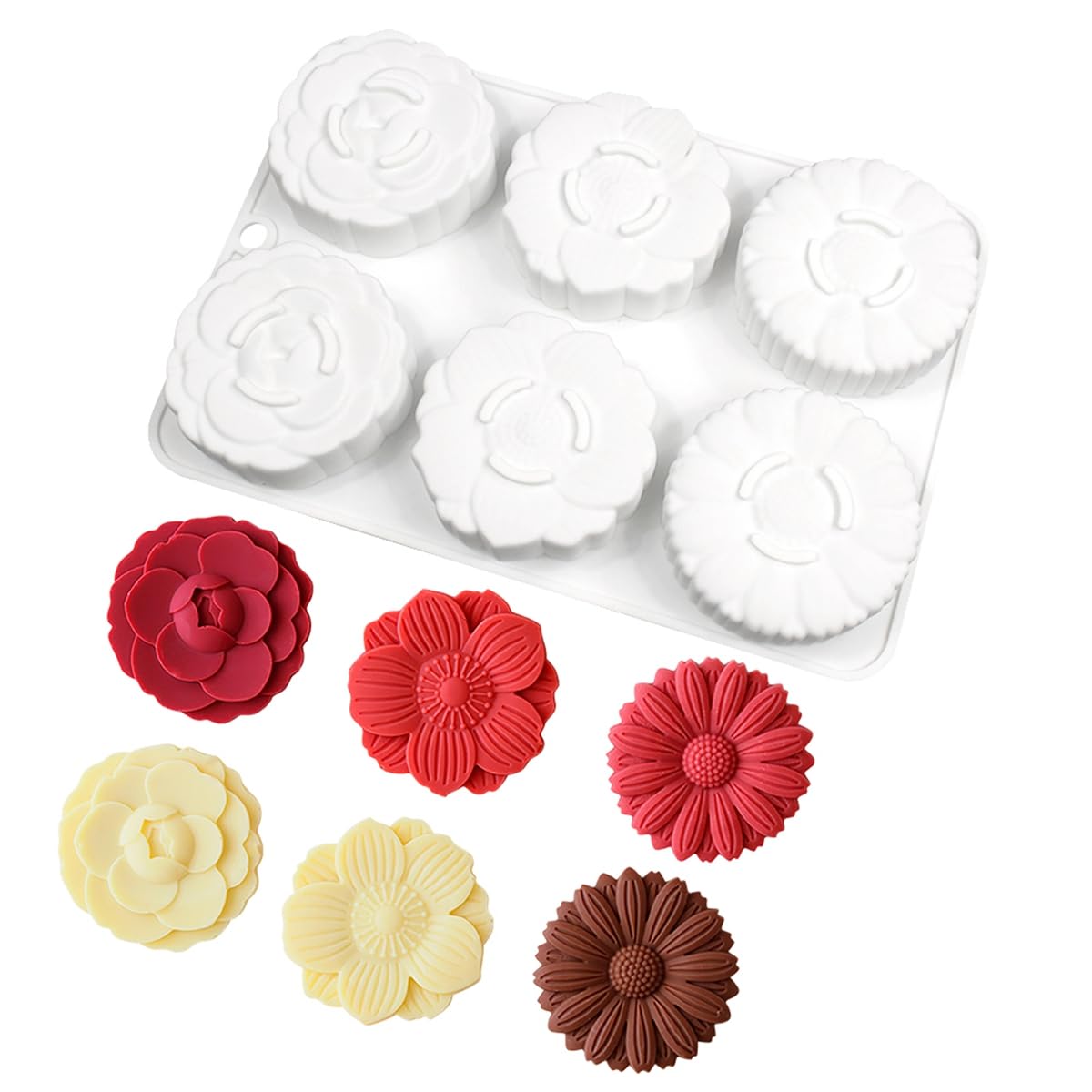 mostsom 6 Flower Silicone Cake Mold Handmake DIY Bread Mould Silicone Moulds For Cake Mooncake Mold Cake Tools