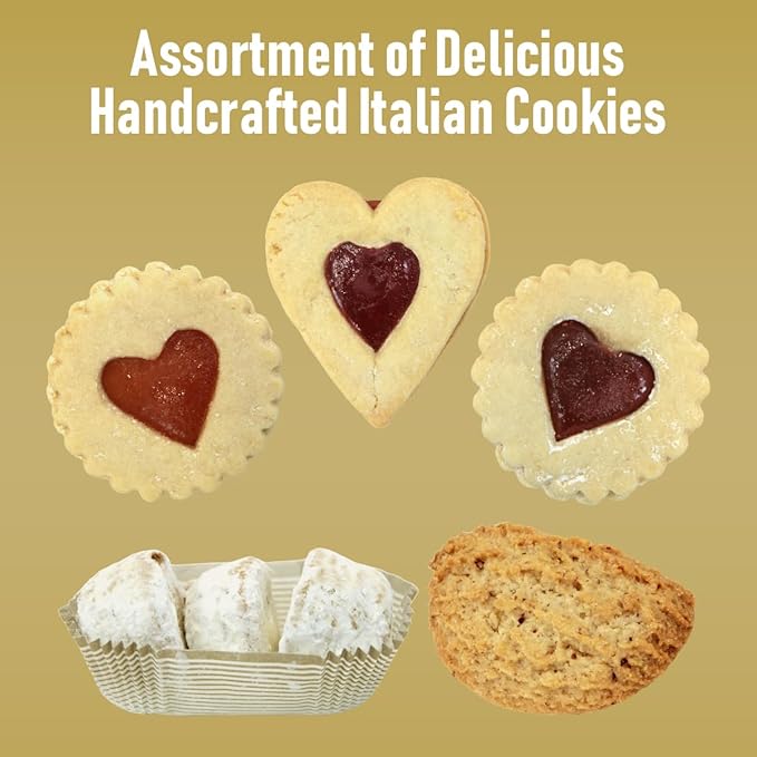 Assorted Italian Cookies Gift Box, 30+ Pieces Individually Wrapped Traditional Gourmet Cookies - 2Lb Square Tin with Authentic Premium Pastries for Holiday Gifting, Coffee Pairing, and Christmas Celebrations