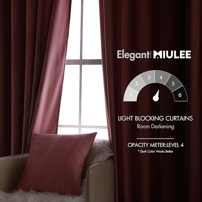 MIULEE Velvet Curtains 84 inches 2 Panels - Luxury Blackout Curtains for Girls Bedroom Nursery Living Room Thermal Insulated Super Soft Window Drapes Rod Pocket & Back Tab, Blush Pink, W52 x L84 inch