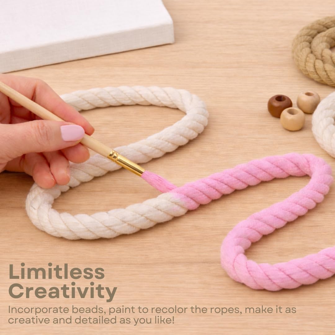 DIY Rope Canvas Kit for Beginners - Complete Macrame Ropes Supplies & Tools | DIY Macrame Art Wall Hanging Decor Starter Set, Craft Kits for Adults, Boho Wall Art Aesthetic Home Decoration (Khaki)