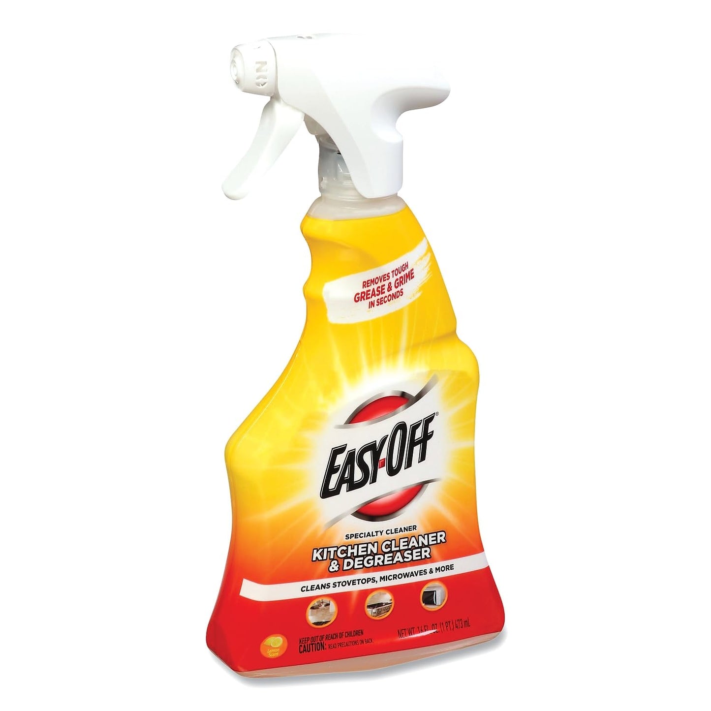 Easy Off Specialty Kitchen Degreaser Cleaner, Clear, Lemon, 16 Fl Oz