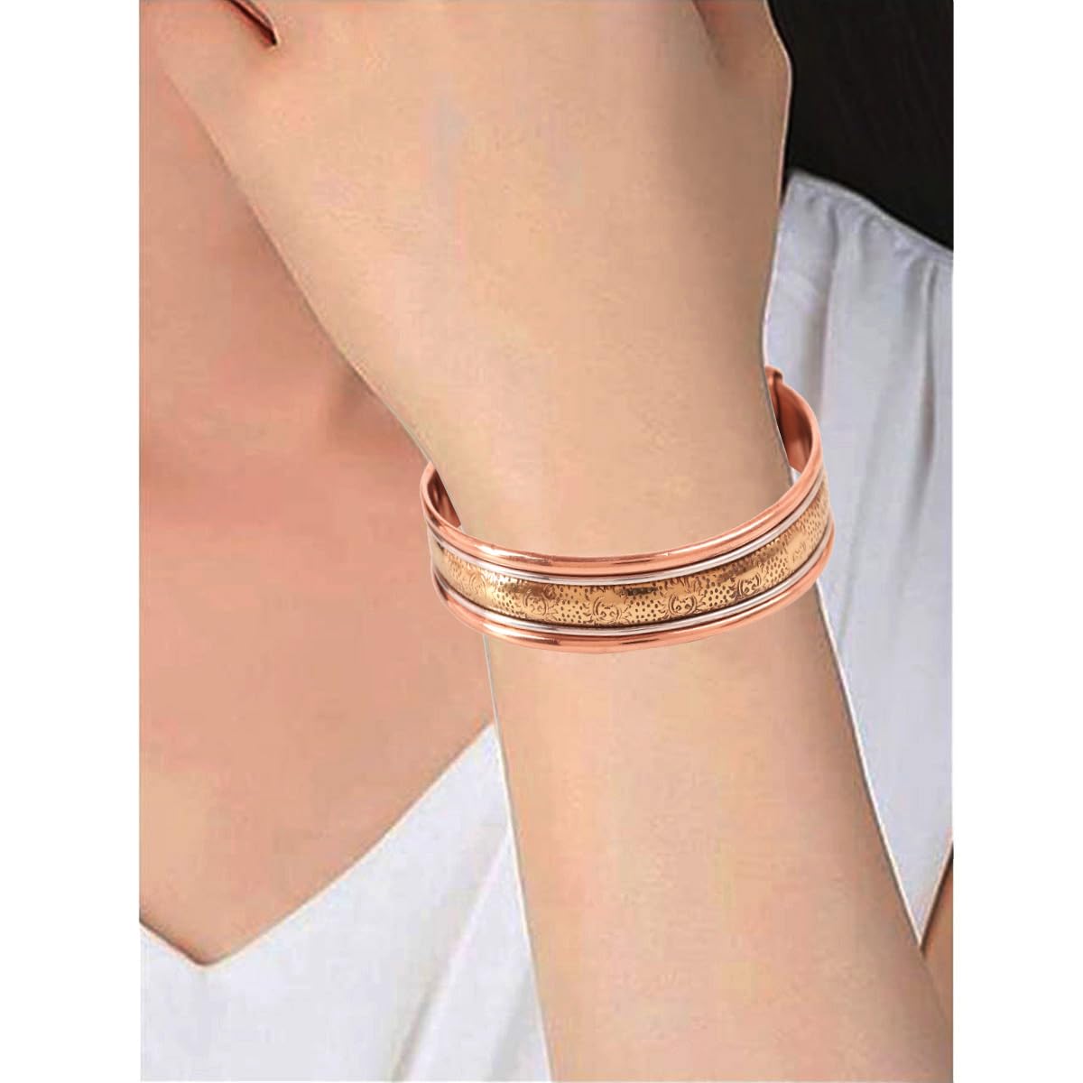 Touchstone copper bracelets | gift for men women |adjustable 100% pure solid real magnetic jewelry | handmade bracelet set combo | rope braided tibetan bangles. Set of 3 different designs
