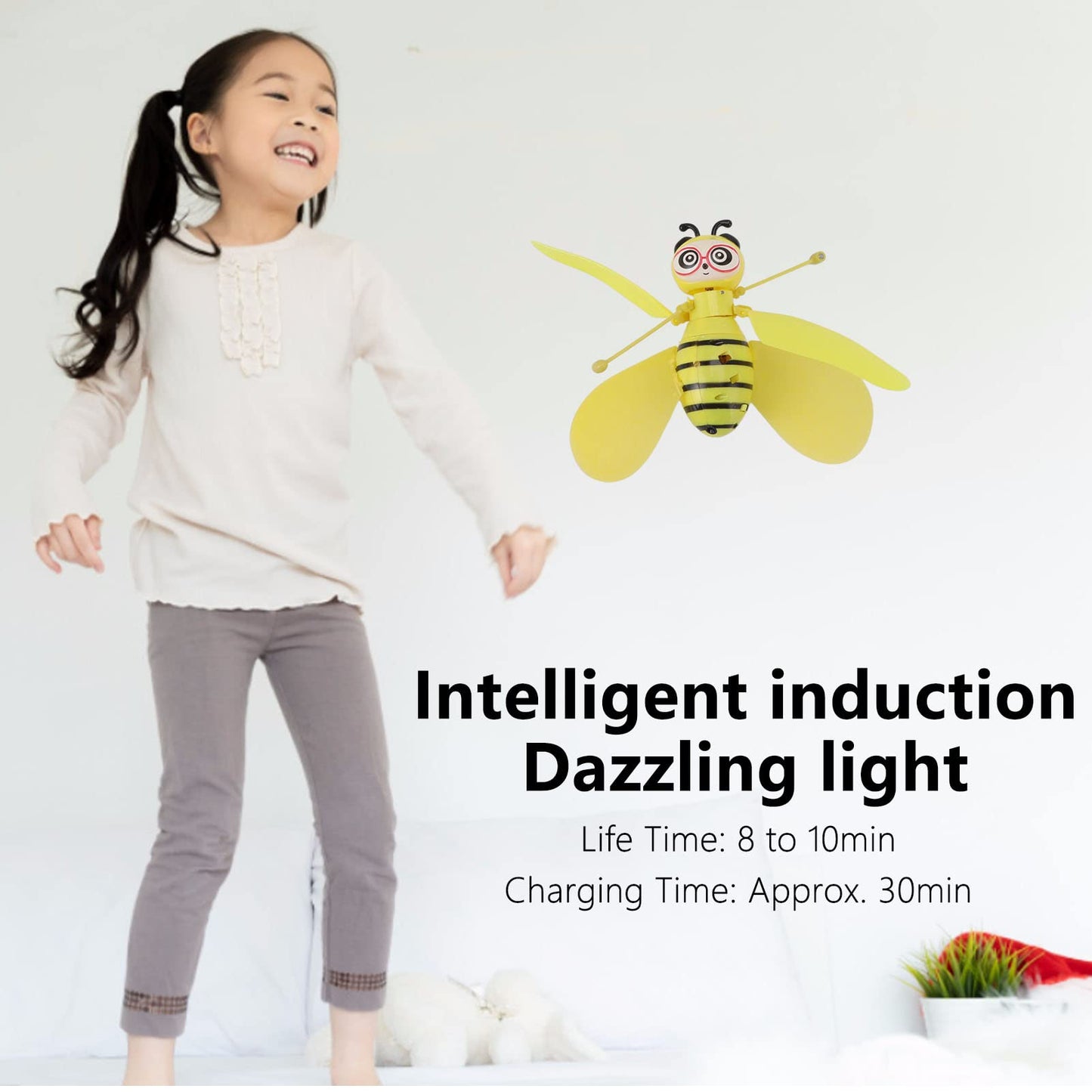 Flying Toys, Induction Flyings Toys, Cute Intelligent Induction Bee Shape Practical ABS, Flying Dolls, for Beginner for Outdoor