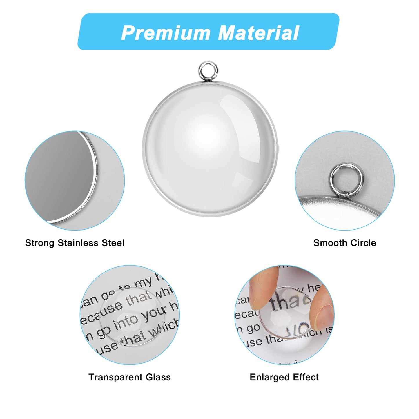 80Pcs Bezel Pendant Trays Blanks 25mm, Winspeed 40Pcs Silver Stainless Steel Bezel Trays and 40Pcs Clear Glass Cabochon Pendants for Jewelry Making, DIY Blank Pendant Trays Kit for Crafts