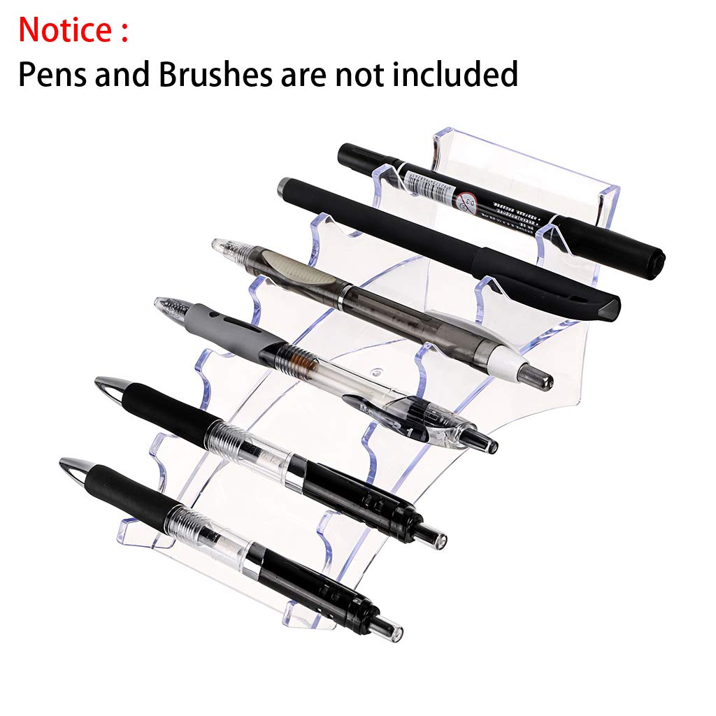 Hipiwe Acrylic Pen Holder Display Stand Clear Makeup Brush Rack Organizer Holder 6-Slots Nail Brush Eyebrow Fountain Pen Rack Display (Pack of 2)