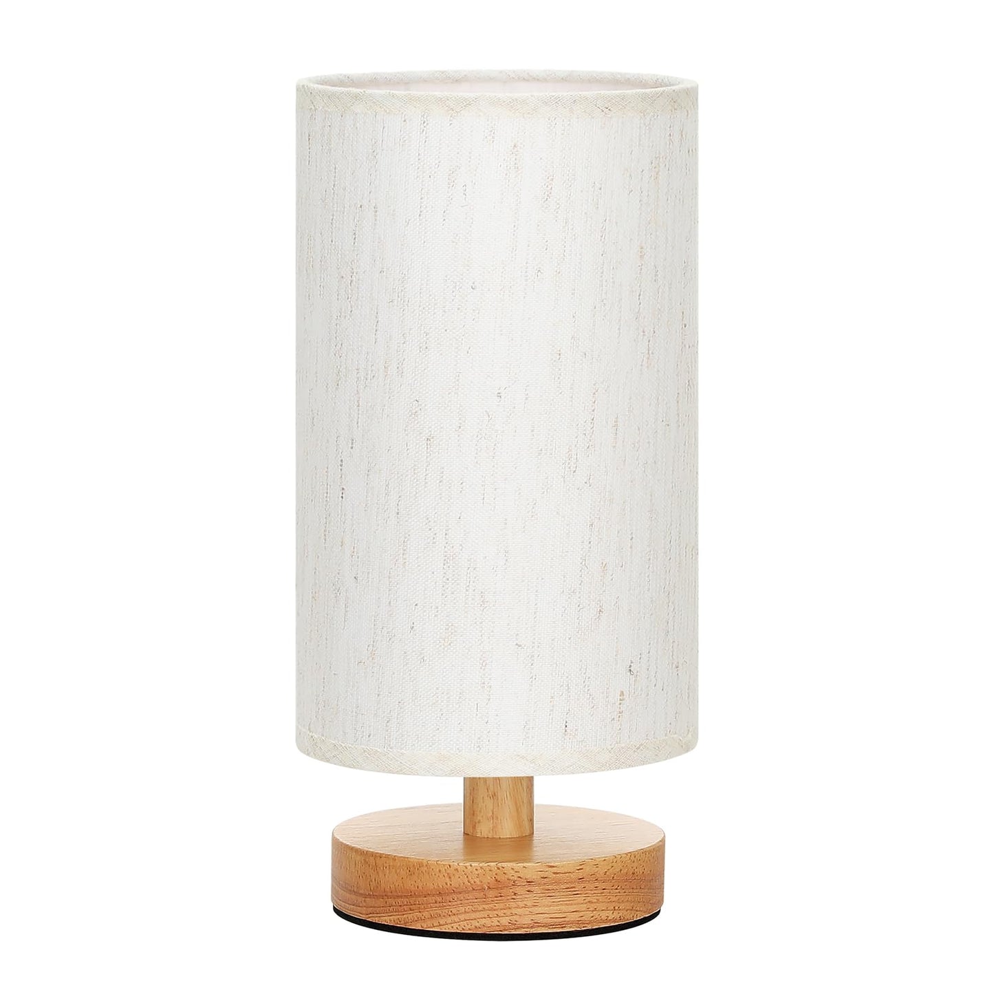 Fenmzee Small Table Lamp for Bedroom - Inline Control, Bedside Lamp with 3000K A15 LED Blub, Easy Assembly (Cream Shade - Wood Base, 9" Inline Control)