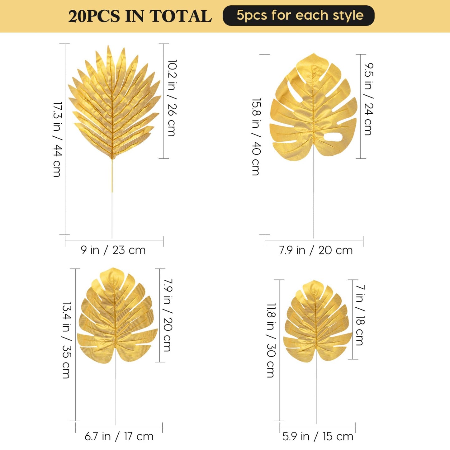 BESTOYARD 20pcs Artificial Plants Palm Leaves Plastic Gold Tropical Party Leaves Decorations Wedding Decorations Simulated Golden Turtle Leaf