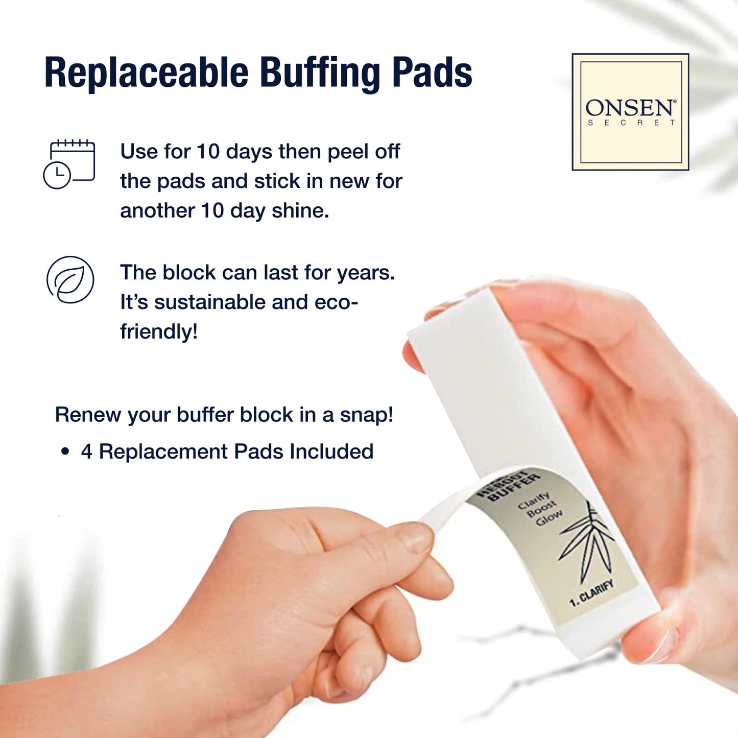 Onsen Japanese Nail Shape & Shine Kit | 3-Way Nail Buffer Block w/ 2 Extra Pads & 6-Pack Professional File 120/180 Grit for Natural and Acrylic Nails | Shape and Shine Series - Super Value Bundle
