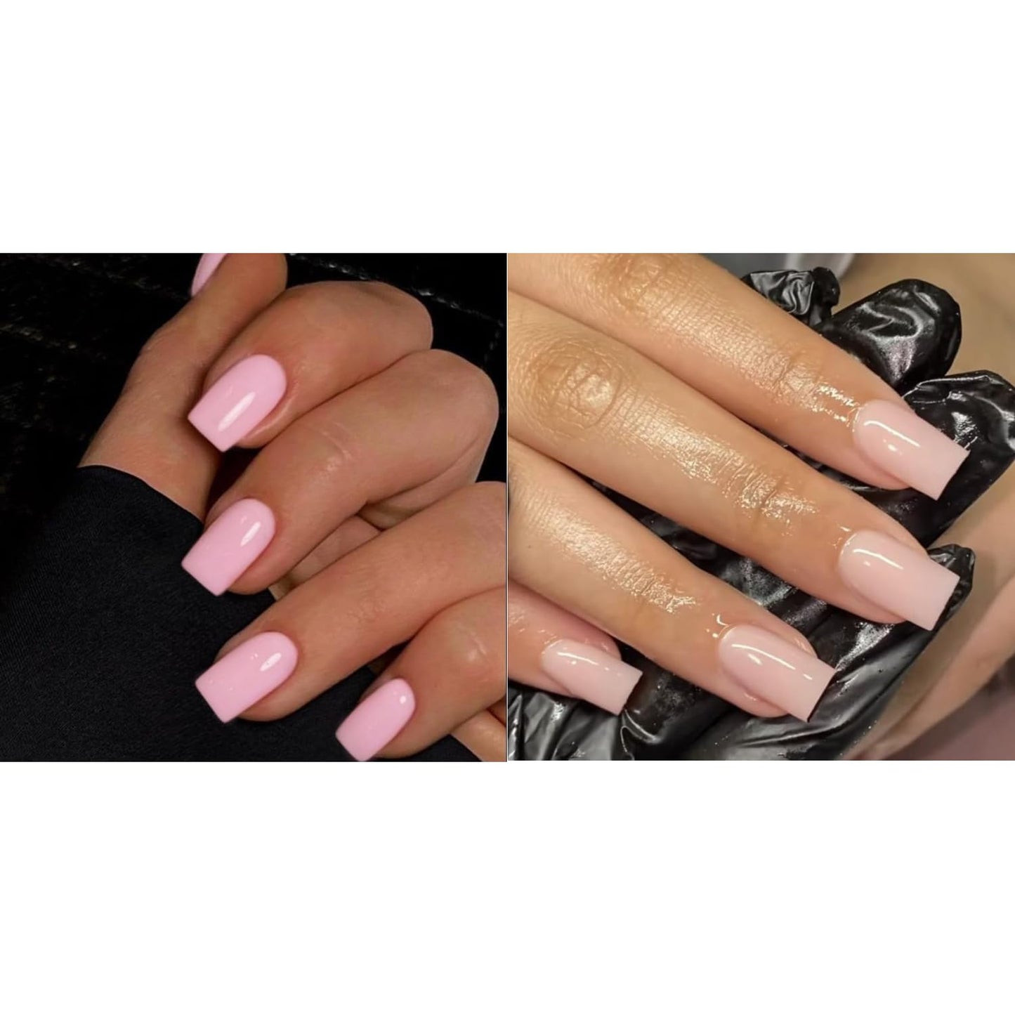 KQueenest Light Pink Press on Nails Short Medium Square&Pale Pink Press on Nails Medium Square For Beach Party Daily Decoration in 54 PCS