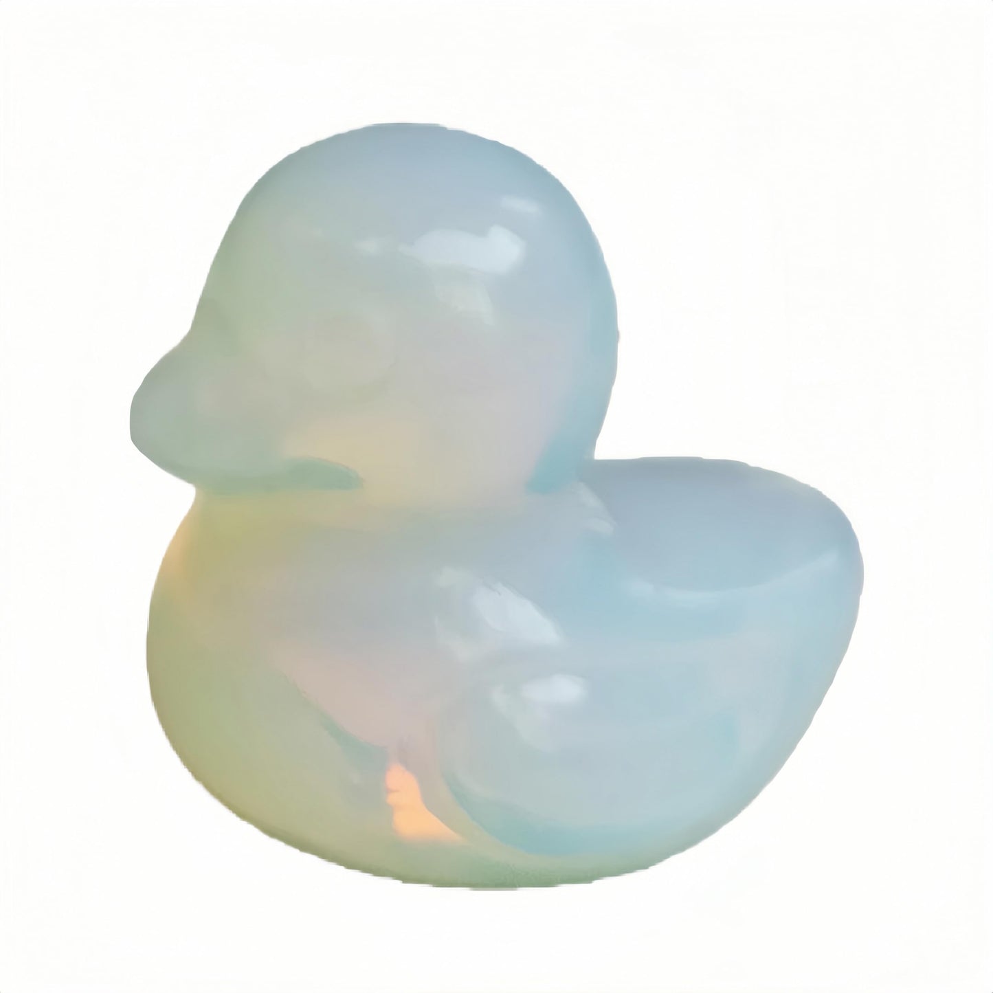 Bacatgem Synthetic Opalite Crystal Duck Carving Positive Energy Home Decoration Desk Decor,1.18 Inchs Crystal and Healing Stone Ornament