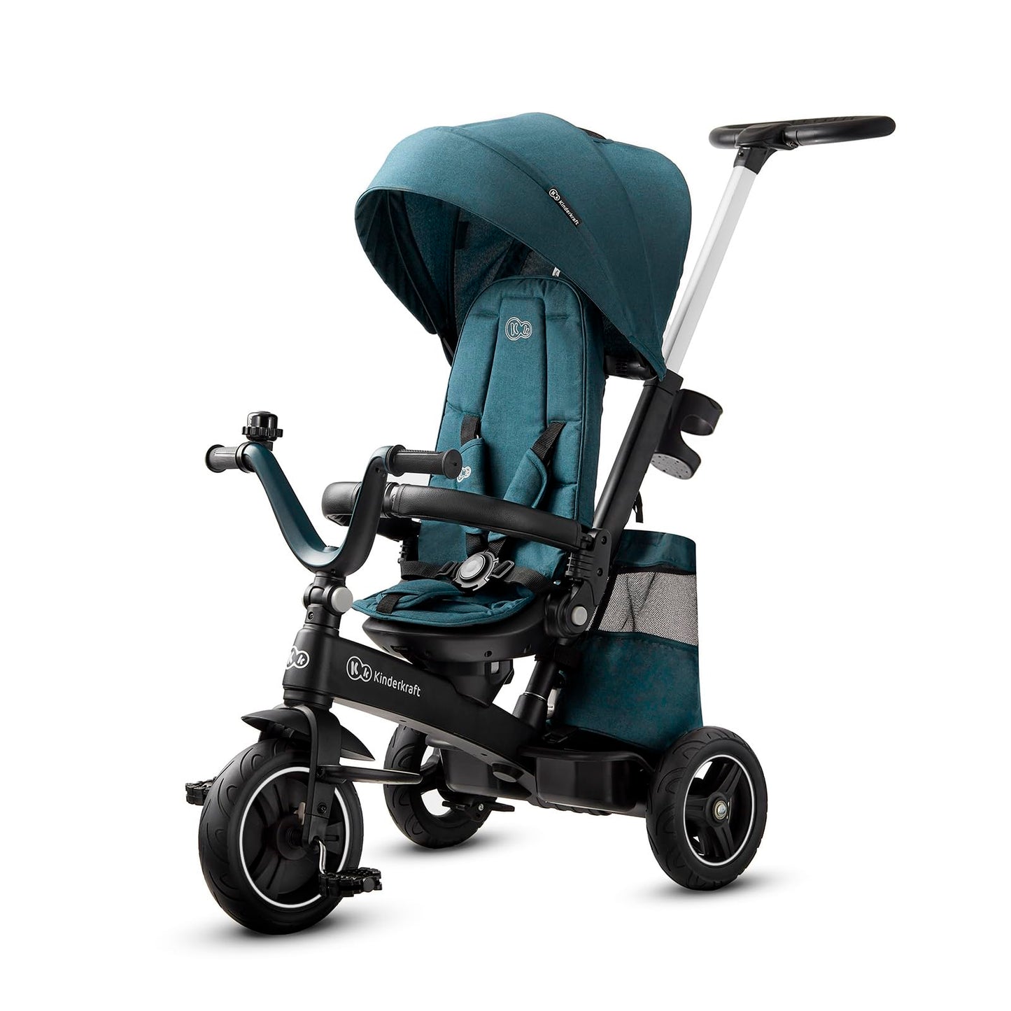 Kinderkraft EASYTWIST Trycicle for Kids Toddlers, Trike 5-in-1, Swivel seat 360° Rotation, Waterproof Material with UPF50+ Filter, Adjustable Parent Handle, Green