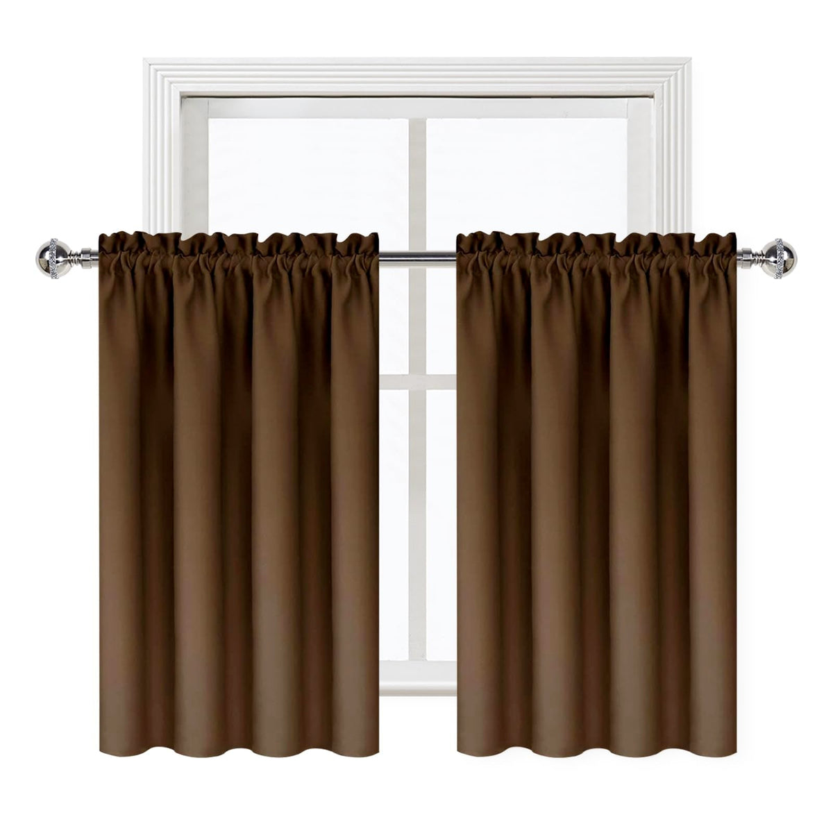 Short Blackout Curtains 52 x 36 Inch Long for Kitchen RV Bunk Brown (2 Count)