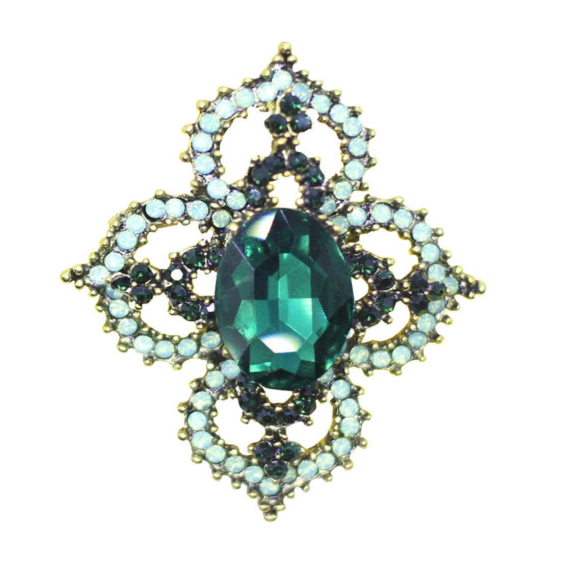 Green Flower Vintage Brooch Pins for Women Fashion