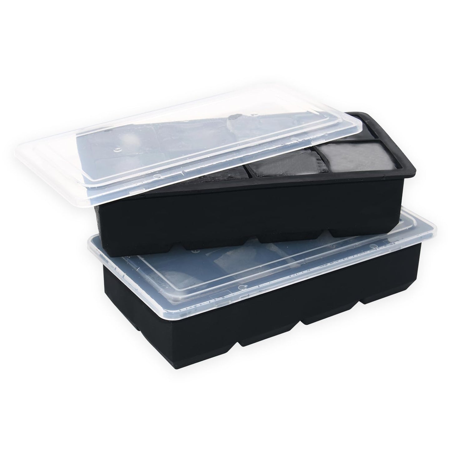 Bangp Large Ice Cube Tray for Whiskey,2 Pack Stackable Big Ice Cube Molds Make 16 Big Whiskey Ice Cubes,Easy Release Square Ice Cube Maker for Cocktails,Whiskey,Soups and Frozen Treats