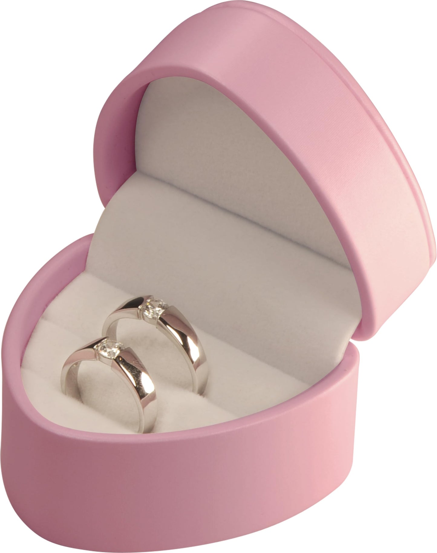 LAODA Heart Shaped Double Couple Ring Box for Wedding & Engagement - Premium PU Leather Two Slot Ring Jewelry Gift Box for Women & Men for Wedding Day Ceremony (1, Pink)