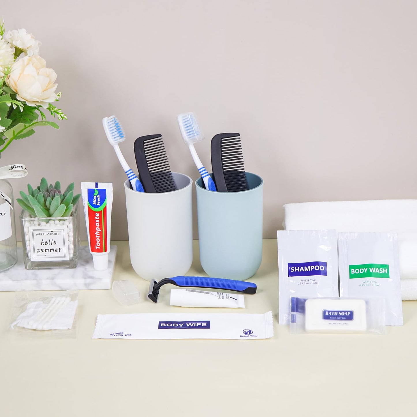 SLequipo Basic Toiletry Kits, Individually Packed, Personal Hygiene Bulk Homeless Care Package Supplies, Travel Size for Men Women Charity, Disposable Toothbrushes With Toothpaste Set
