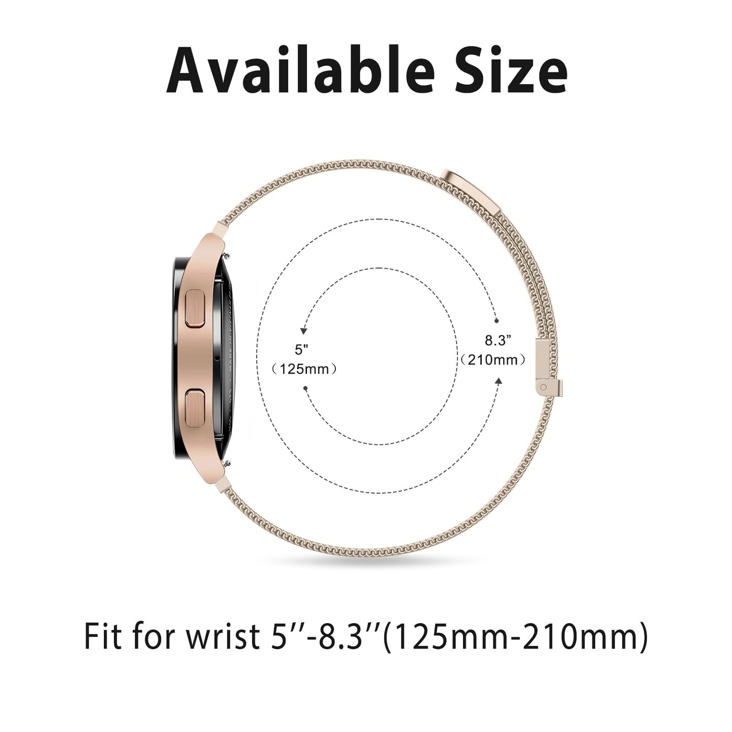 Vanjua 22mm Watch Band for Women Men, 22mm Quick Release Stainless Steel Metal Mesh Loop Adjustable Magnetic Replacement Wristbands Straps Bands