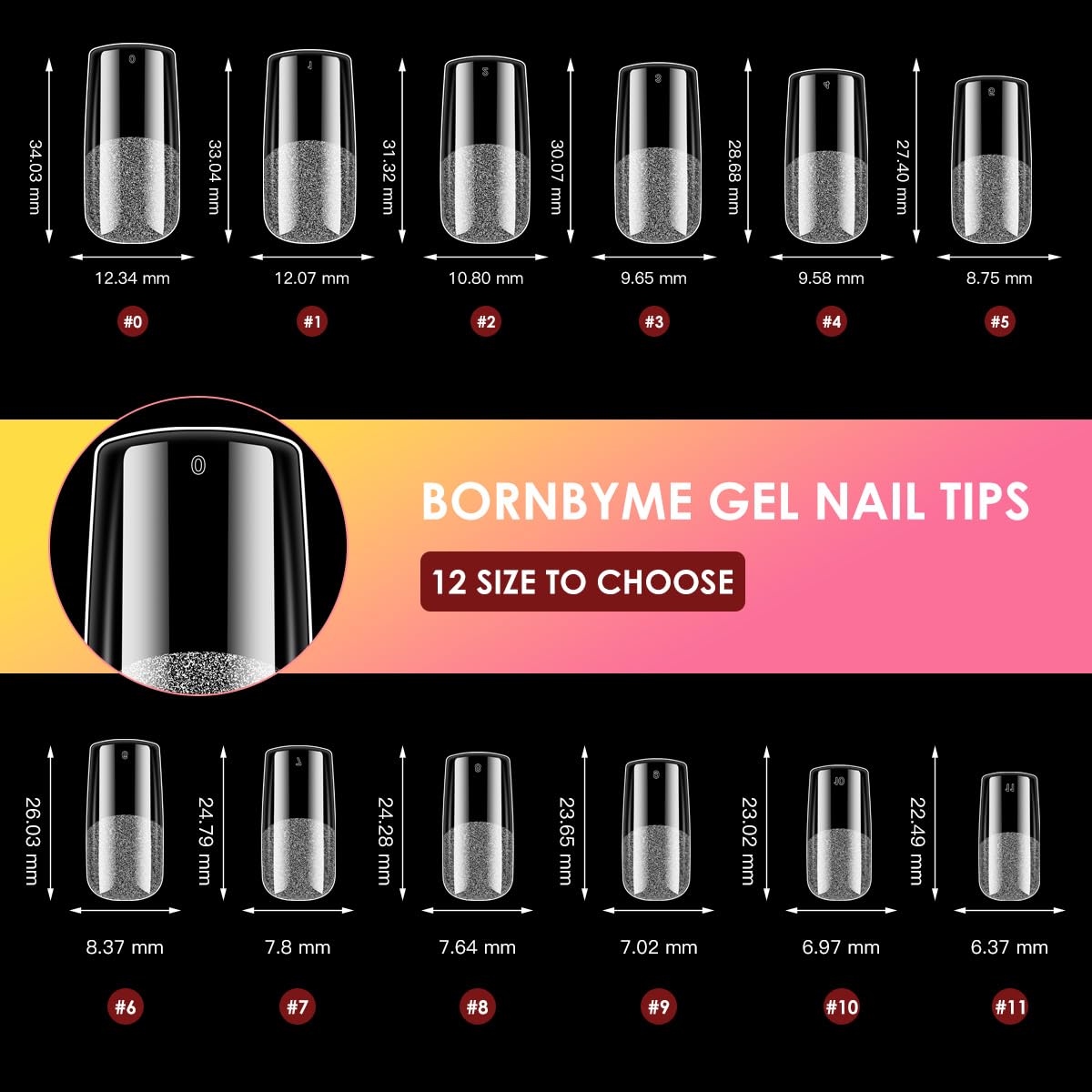 XXL Square Soft Gel Nail Tips, BORNBYME 120 PCS Half Matte False Nails Tips Nail Extenison Tips Gel Nail Tips Acrylic False Nail Tips