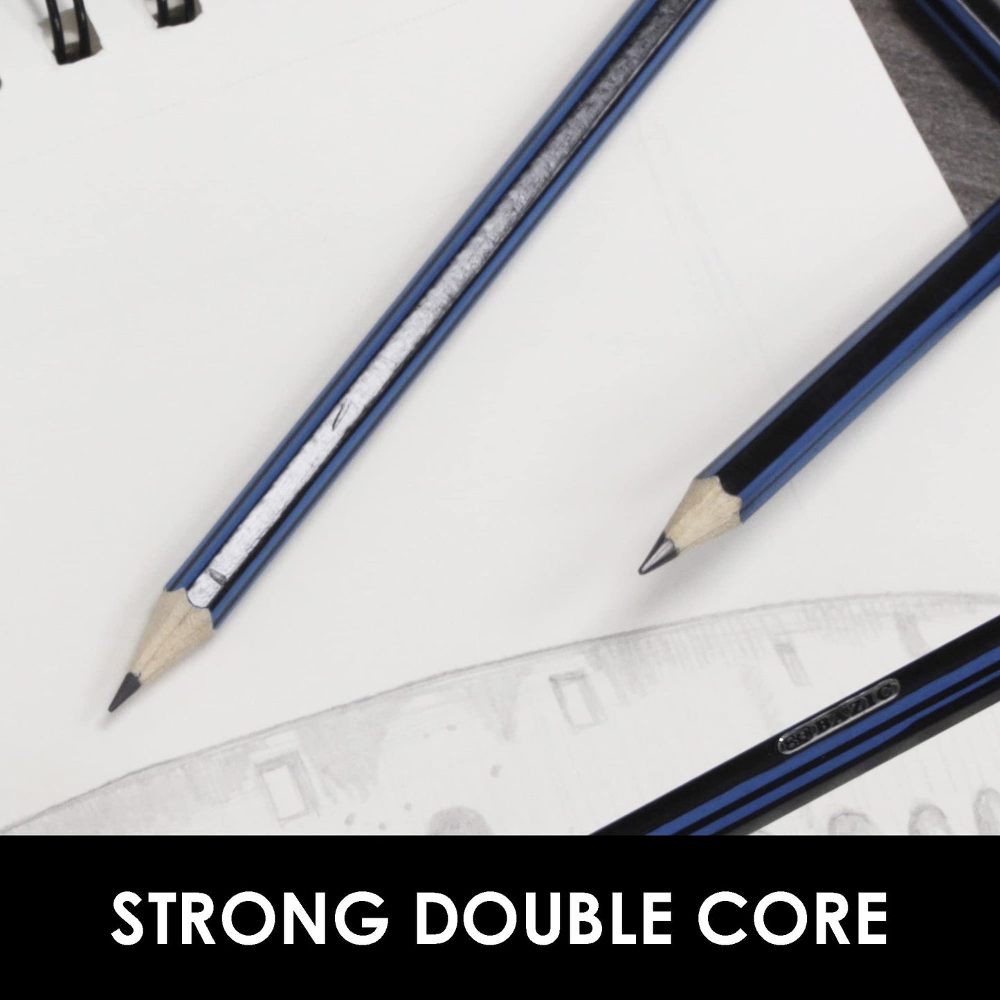 BAZIC Products Drawing Sketching Pencil Set, HB 2B 4B 6B 7B 8B, Professional Graphite Sketch Kit Pencils, for Artists Adults Beginners (6/Pack), 24-Packs