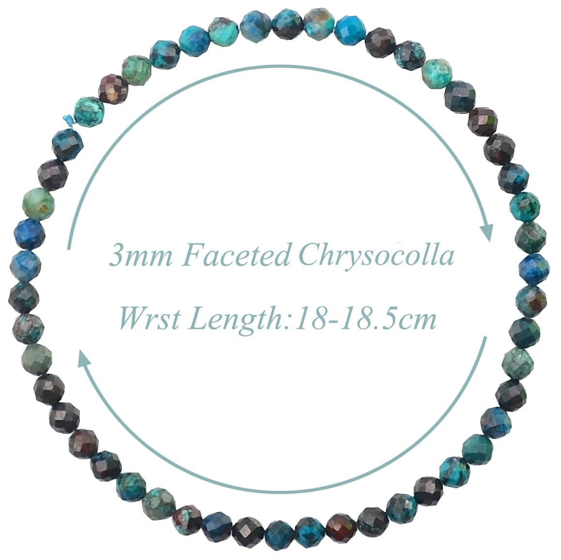 MASSIVE BEADS Natural Genuine Gemstone Beads Healing Crystal Chakra Reiki Jewelry Faceted Round Beads Bracelets (Chrysocolla, 3mm)
