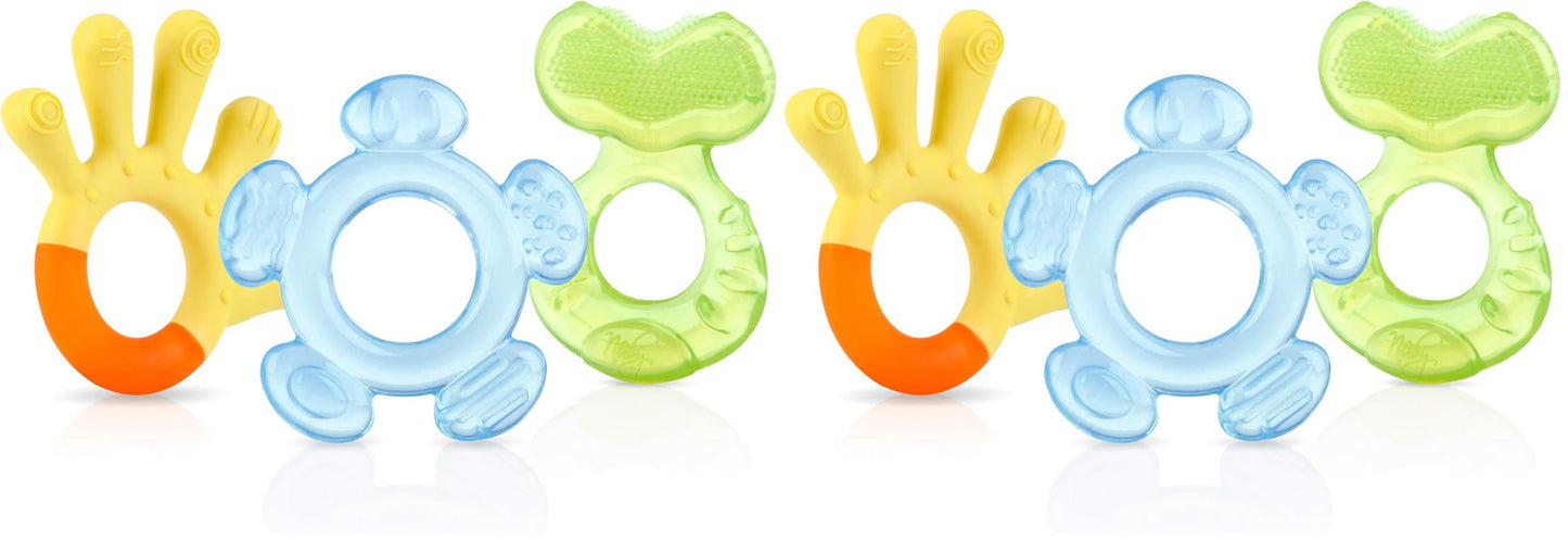 Nuby Three Step Teether Set | 3 Pack | 3m+ | Soft and Hard Teething Surfaces (Pack of 6)