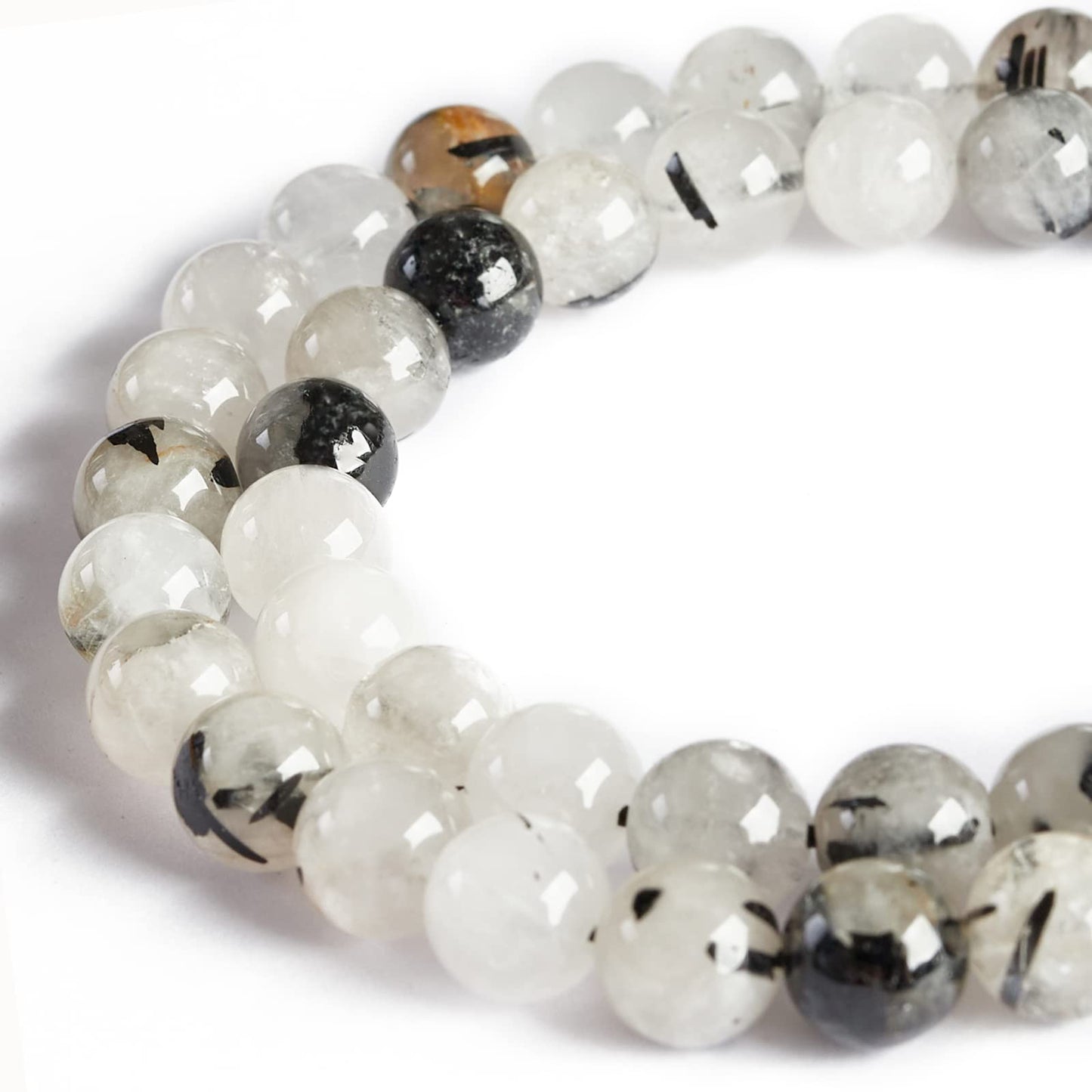 45pcs 8mm Natural Tourmaline Quartz Beads Gemstone Beads Round Loose Beads for Jewelry Making