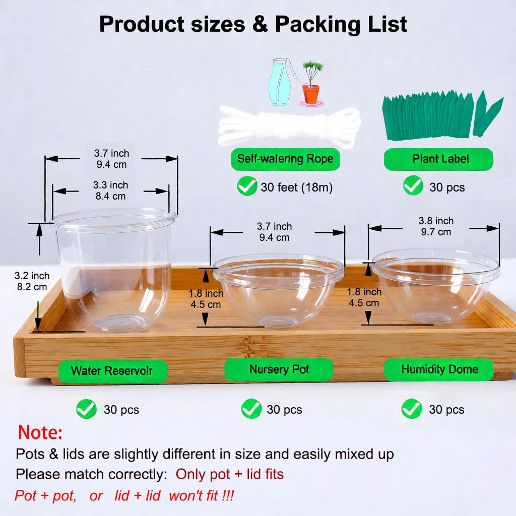 ORIMERC 30 Set Nursery Pots with Humidity Dome, Clear Nursery Pots with Drainage, Self Watering Small Plant Pots, Seedling Pots for Plants, Seed Starter Pots for Planting Vegetables Fruit Flower