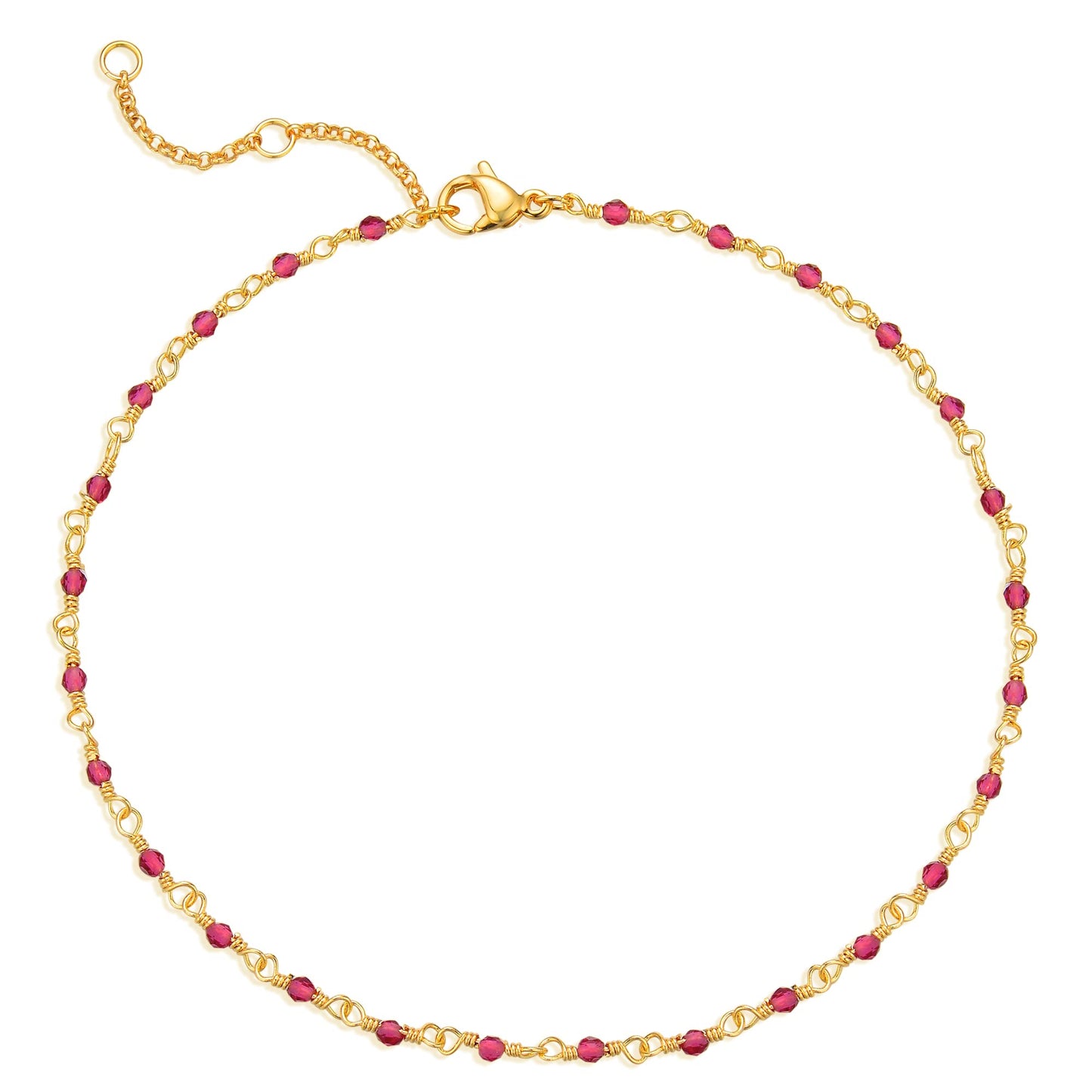 MTMY Gold Anklets for Women 14K Gold Plated Tiny Bead Anklet Rose Cubic Zirconia Tassel Foot Chain Dainty Adjustable Cute Anklets Summer Beach Boho Jewelry Gift for women (crystal-rose)
