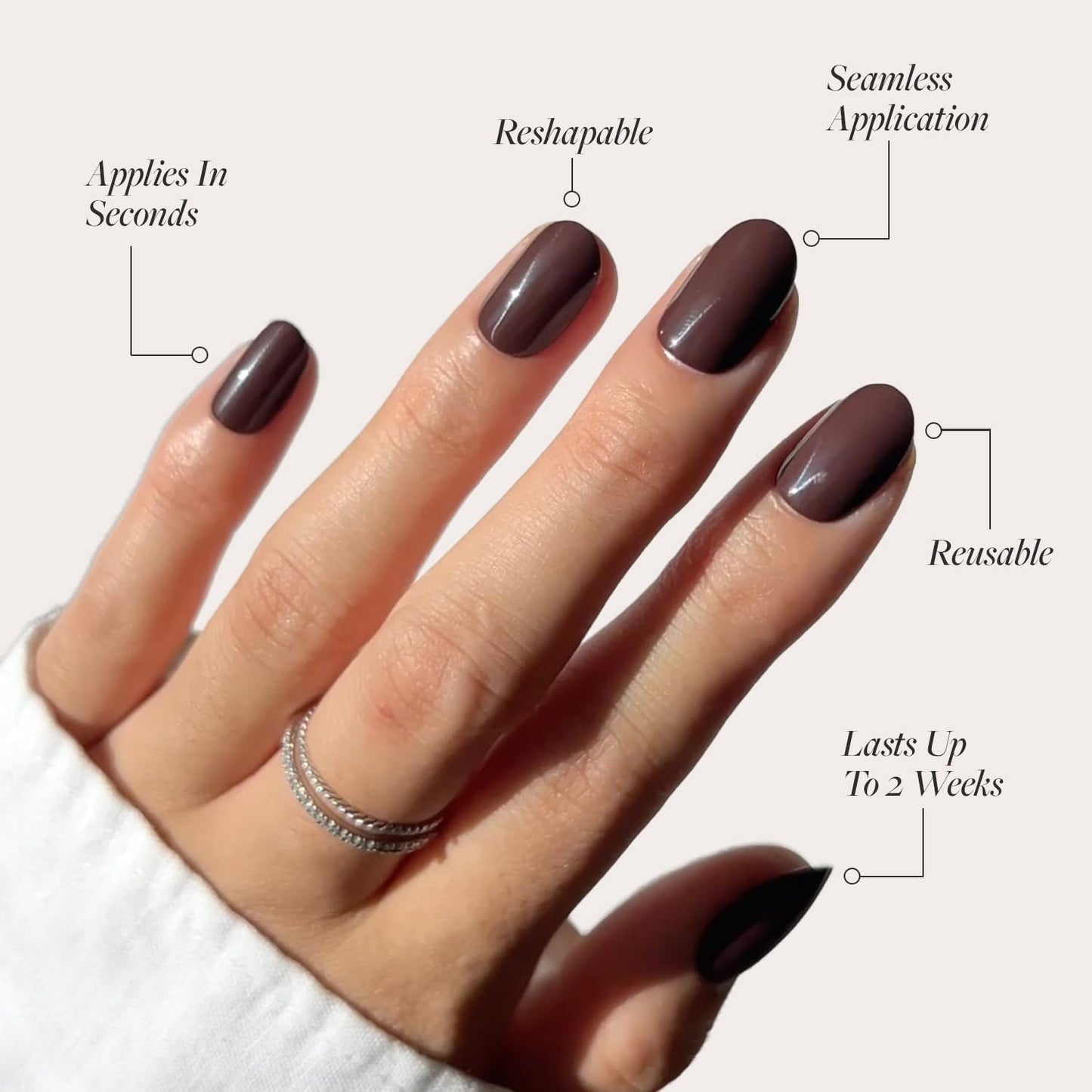 Glamnetic Press-On Nails Bundle - Ballet Pink & Bark Brown | Opaque Light Blush Pink Short Almond False Nails | Dark Brown Short Round Fake Nails | Reusable, Salon-Quality Nail Kits