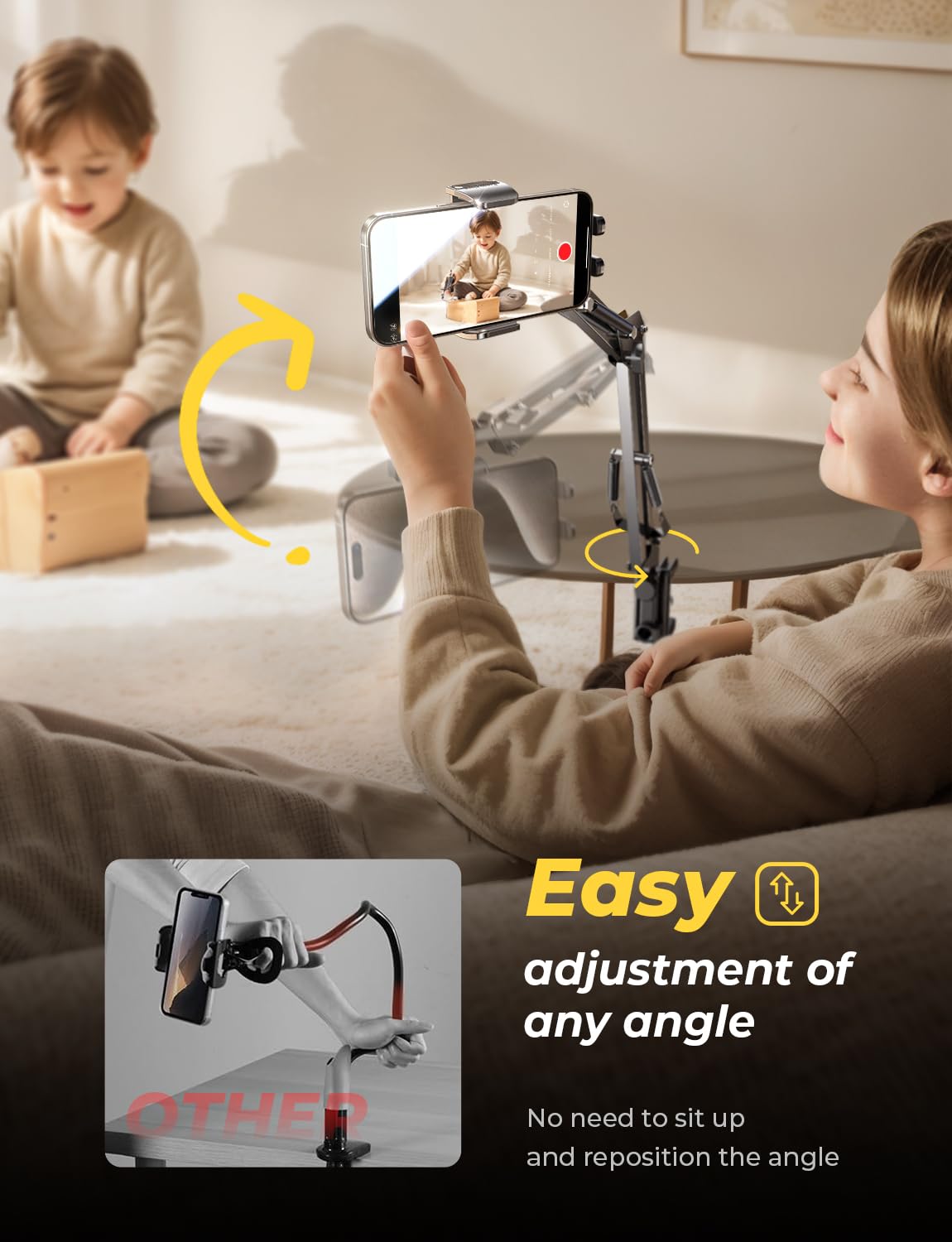 LISEN Gooseneck Phone Holder for Bed Desk [3rd Upgrade] Cell Phone Stand for Desk,Recording for iPhone Mount iPhone Holder for Filming Camera Laying Down,Bed Accessories Flexible Arm Clamp Clip Stand