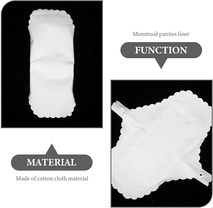 GLEAVI 10pcs Washable Menstrual Cloth Ultra Thin Sanitary Napkins Menstrual Panty Liners Reusable Menstrual Pads Fabric Tape Miss Waterproof Cotton Cloth Pregnant Woman White Cotton Pad