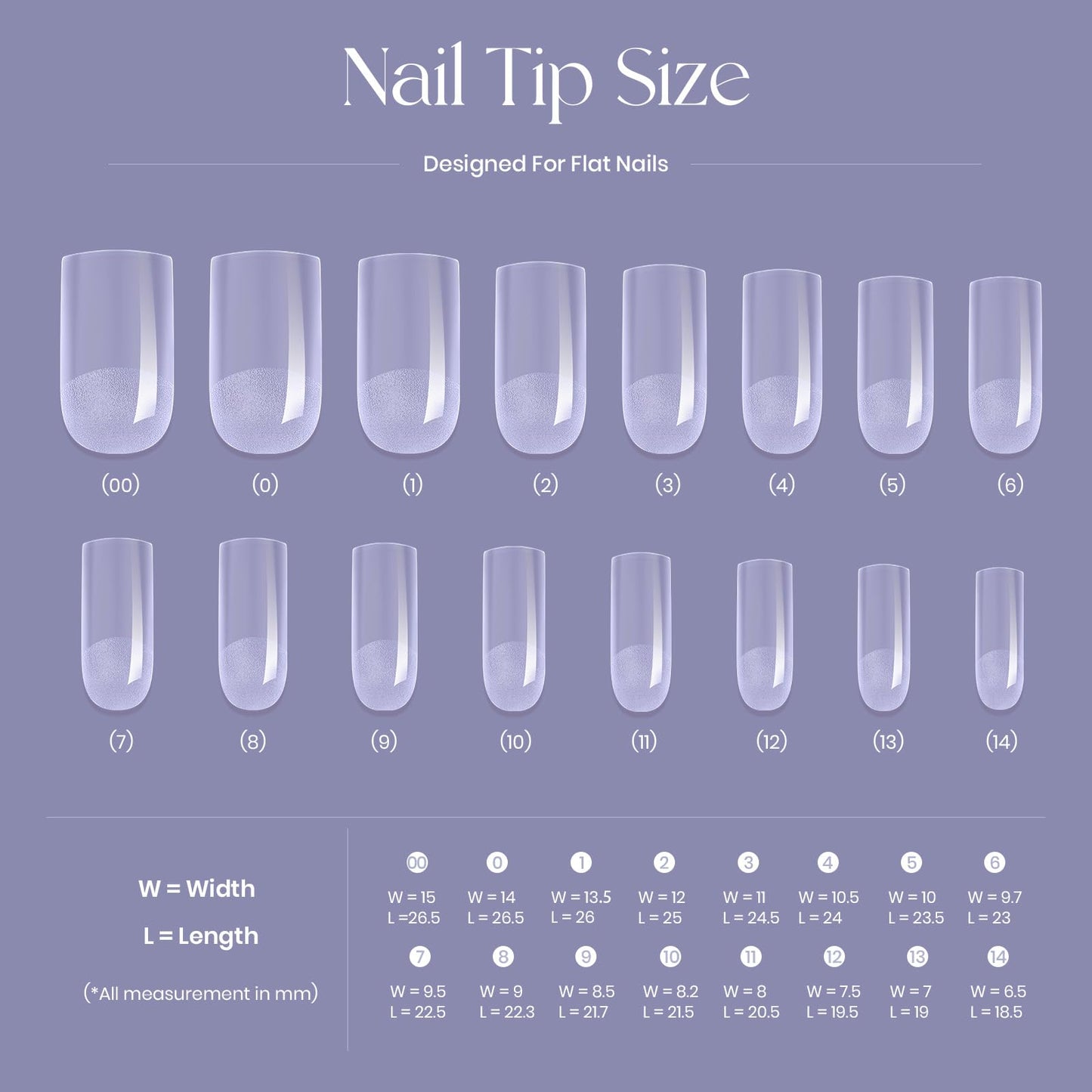 Tipex Instant Apex Nail Tips, Square Medium Gel Nail Tips, with 15g Tipex Nail Glue,Thicker Acrylic Nails, Strong Hard Clear Pre-etched Press-on Nails, for Flat Nails, 128pcs 16 Sizes