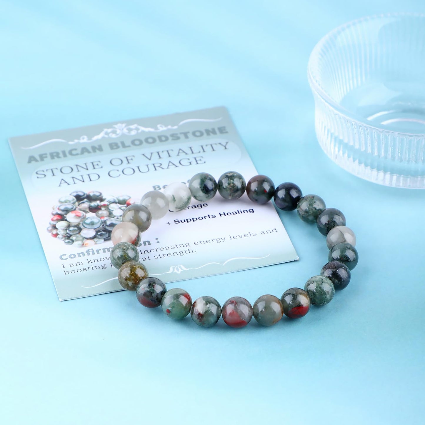 Bymitel 8mm African Bloodstone - Handmade Reiki Gemstone Stretch Bracelet, Natural Beauty & Spiritual Essence, Crystal Healing for Unisex Adults