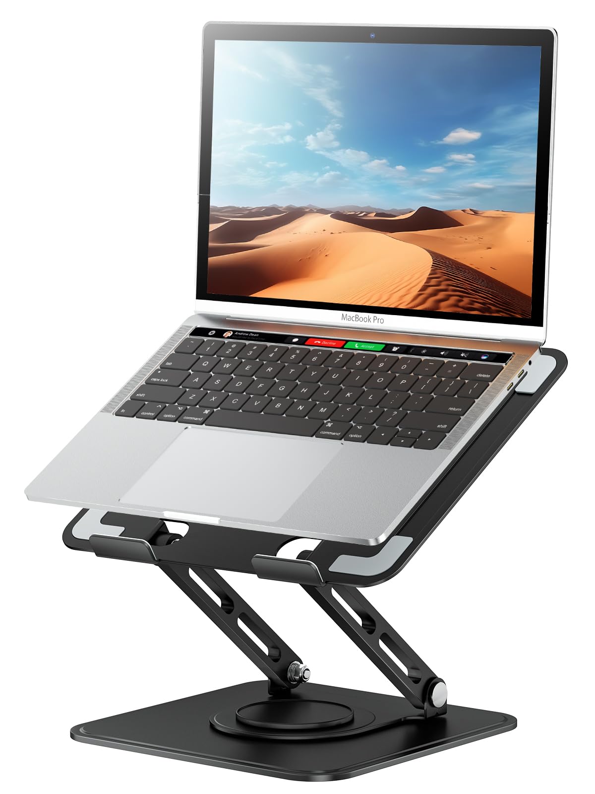 tounee Laptop Stand for Desk, Adjustable Computer Stand Holder with 360° Rotating Base, Ergonomic Laptop Riser Compatible with MacBook Pro Air, All Laptops 10-15.6"-Black