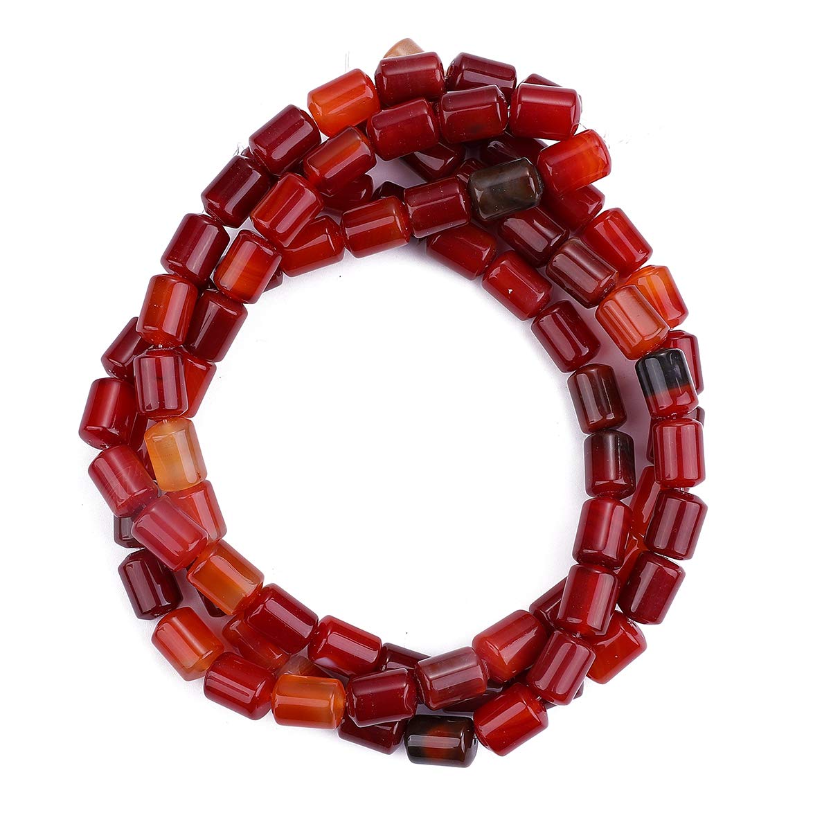 BEADIA Natural Red Agate Cylinder Stone Loose Semi Gemstone Beads for Jewelry Making 10mmx14mm 38cm